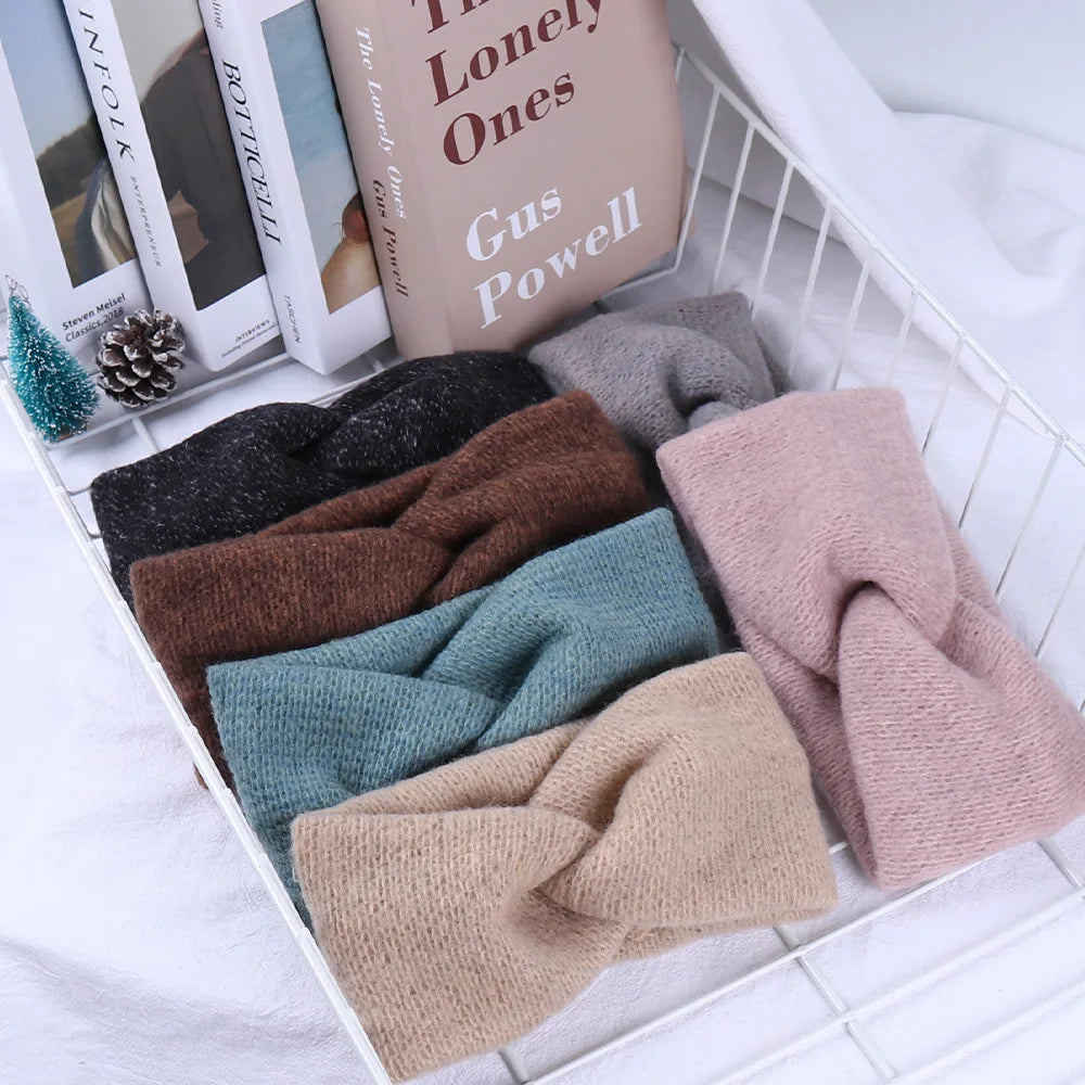 CowLost | women-knitting-cross-knot-woolen-warm-headbands |1