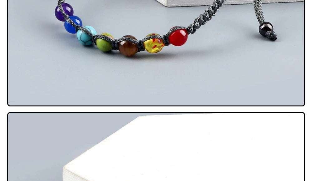 CowLost | badge-pass-holders-handmade-adjustable-7-chakra-natural-stone-beads-bracelet-6mm |22