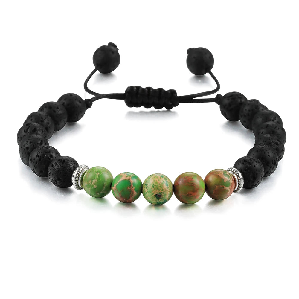 CowLost | badge-pass-holders-mens-natural-volcanic-rock-7-chakra-healing-bracelet |25