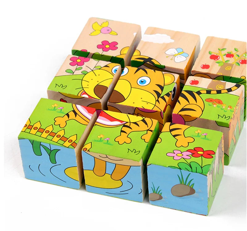 CowLost | fencing-barriers-baby-wooden-six-sided-cube-blocks-educational-toy |9