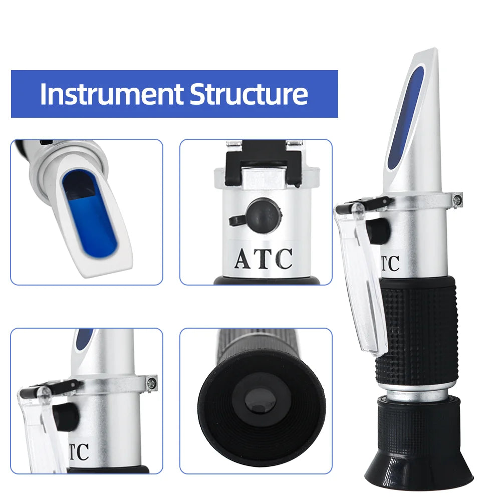 Beer Wine Wort Refractometer Dual Scale 0-32% Brix 1.000-1.130 SG with ATC Homebrew Hydrometer