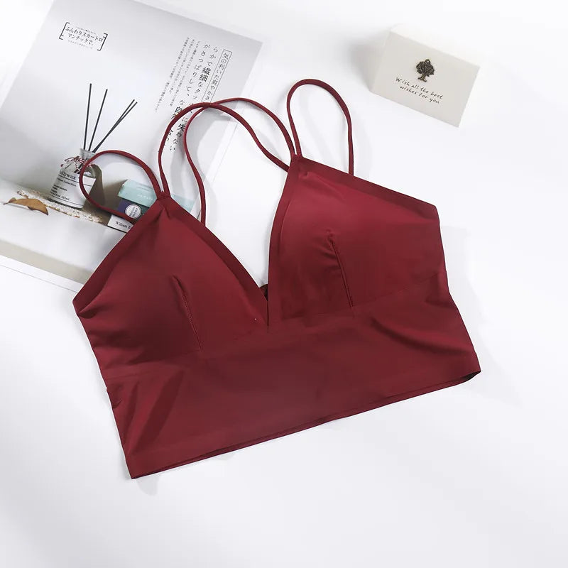 CowLost | product_id-seamless-v-neck-wireless-bra-top-with-removable-pads-for-women |6