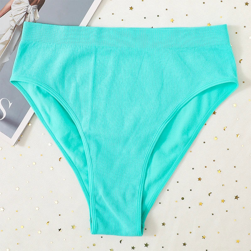 CowLost | 3pcs-set-seamless-panties-women-high-waist-briefs-high-cut-sports-bottom-underwear-female-stretch-rib-underpants-sexy-lingerie |18