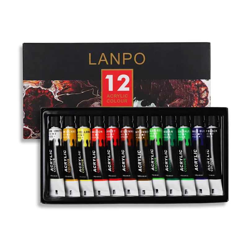 CowLost | drawing-painting-paper-product_id-acrylic-paint-set-12-24-colors-12ml-tubes-with-professional-brush-for-canvas-glass-paper-diy-wall-painting |19