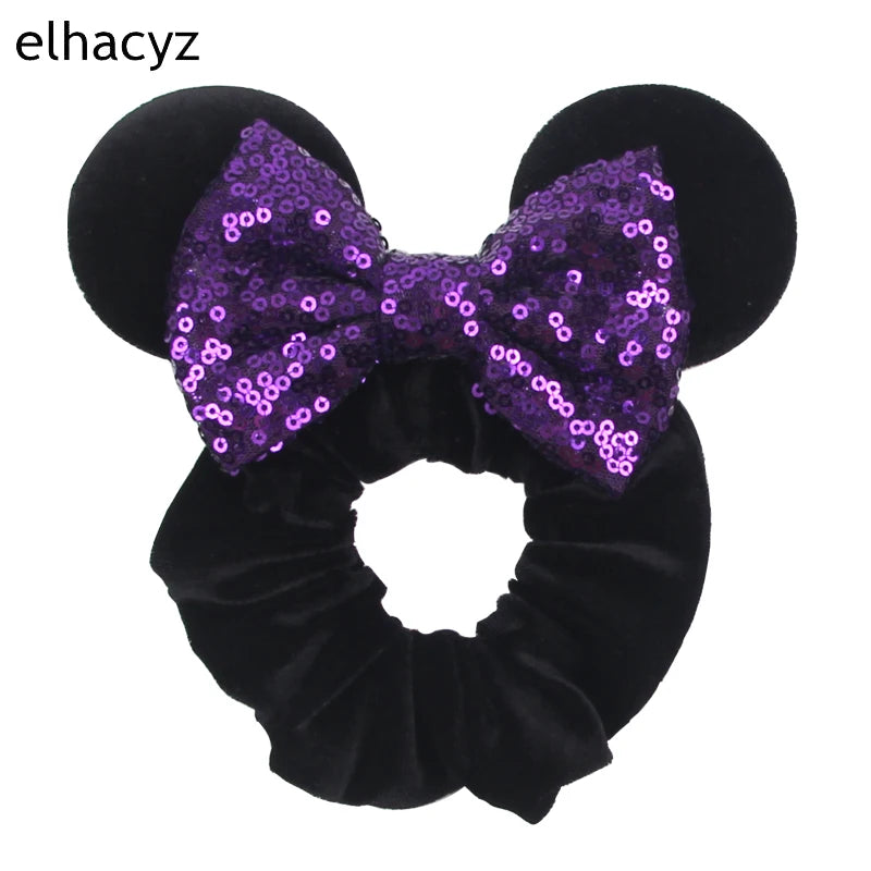 CowLost | mouse-ears-sequins-bow-women-velvet-scrunchies |36