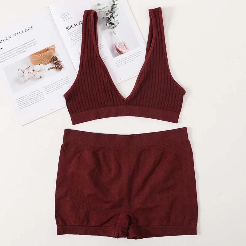 CowLost | product_id-women-s-seamless-v-neck-push-up-sports-bra-high-rise-panties-set |19