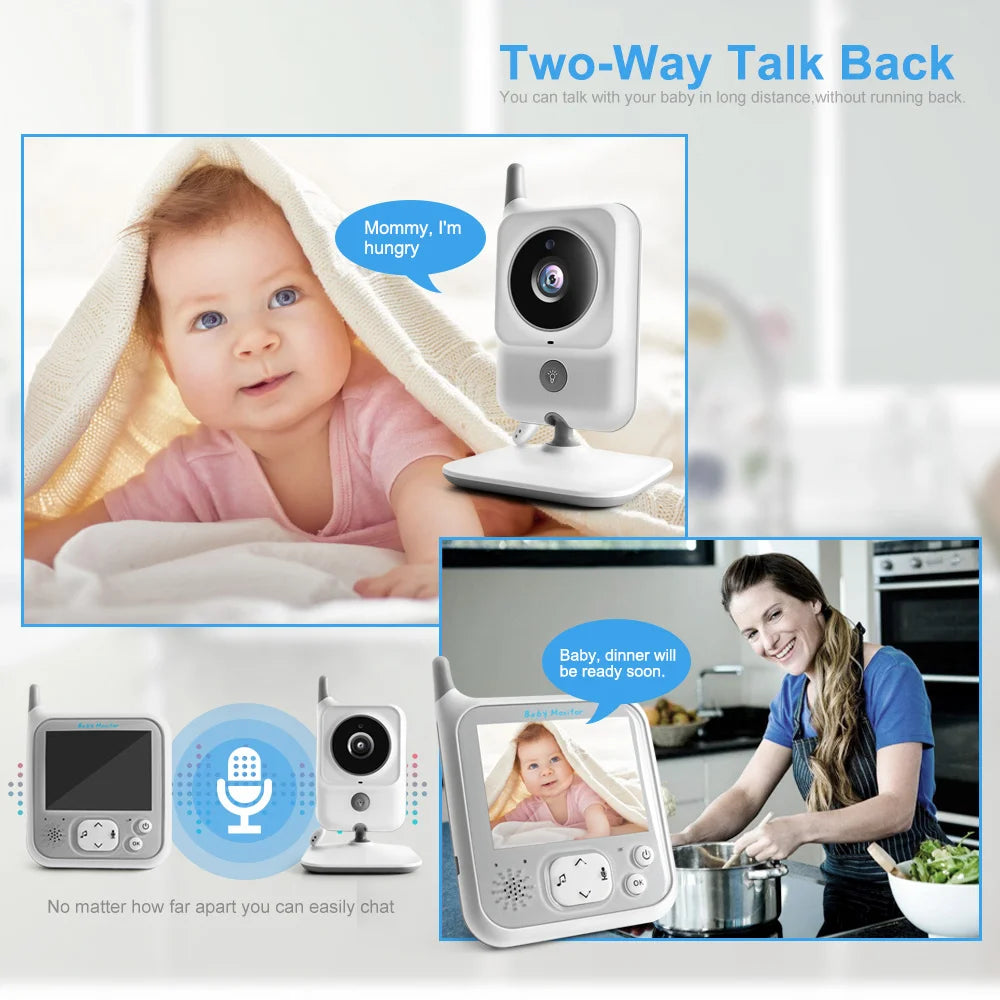 CowLost | 3-2-inch-lcd-video-baby-monitors-wireless-babysitter-two-way-audio-night-light-temperature-pet-baby-camera-nanny-music-vb607 |10