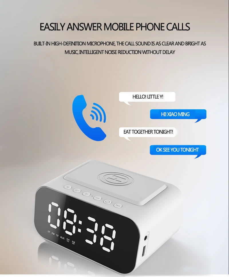ORIA Digital Alarm Clock Bluetooth Speaker FM Radio Wireless USB Fast Charger