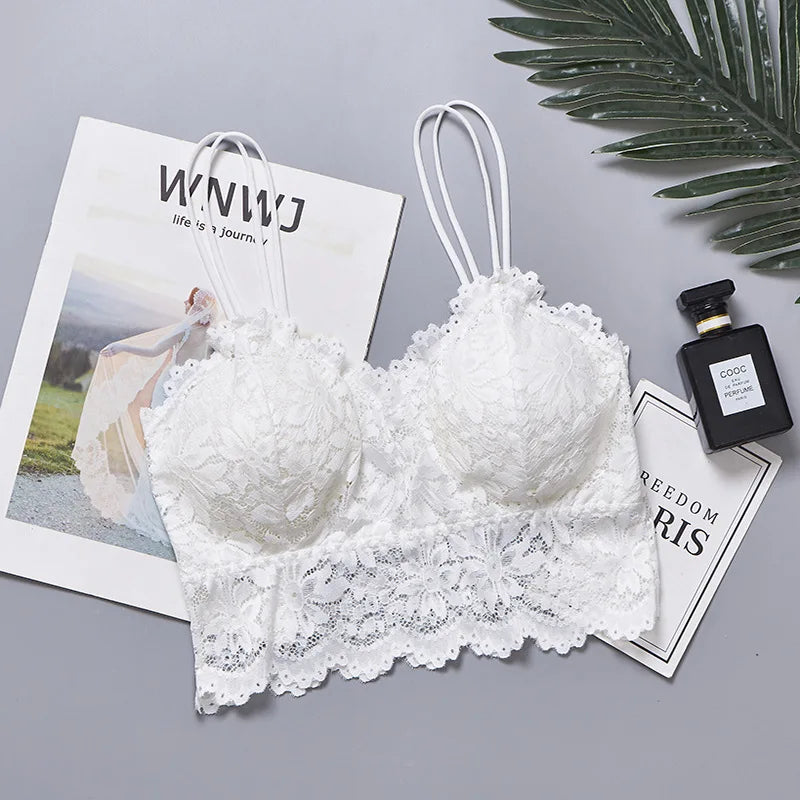 CowLost | product_id-lace-tube-top-bra-with-double-straps-and-removable-pads |3