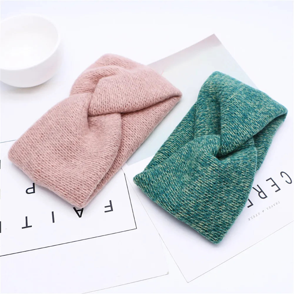 CowLost | women-knitting-cross-knot-woolen-warm-headbands |12