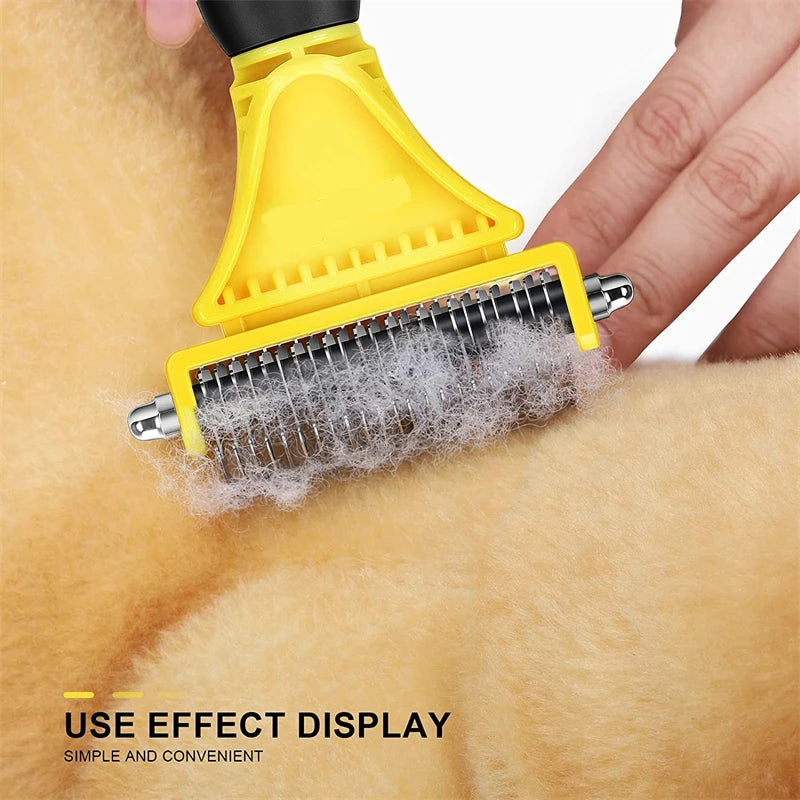 CowLost | pet-beds-pets-stainless-steel-two-sided-grooming-brush-for-shedding-and-dematting |13