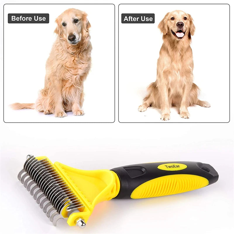 CowLost | pet-beds-pets-stainless-steel-two-sided-grooming-brush-for-shedding-and-dematting |19