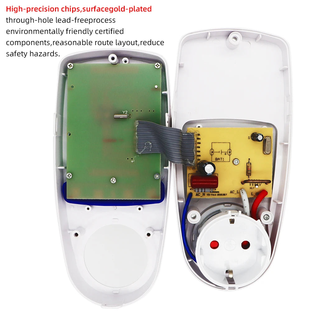 Digital LCD Power Meter Wattmeter Socket 220V AC EU Energy Measuring Outlet with Overload Protection and 7 Display Modes