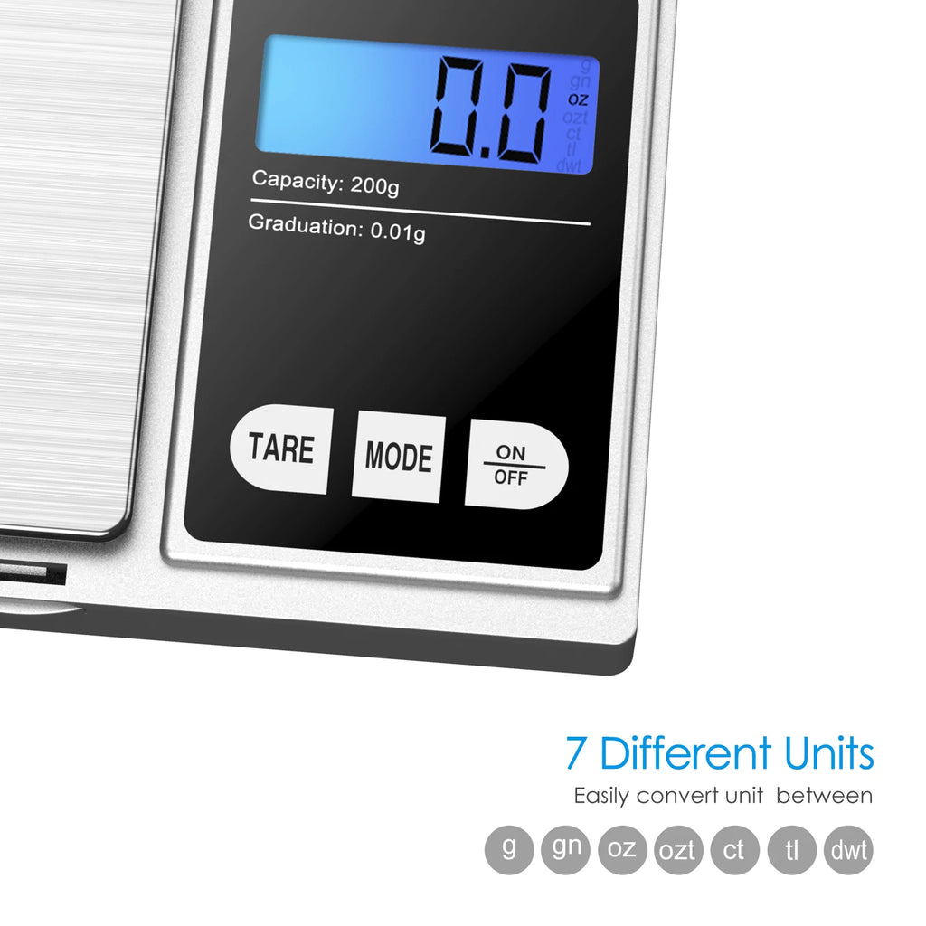 Portable Mini Digital LCD Pocket Scale 200g/0.01g & 500g/0.01g for Kitchen Jewelry Postal Use
