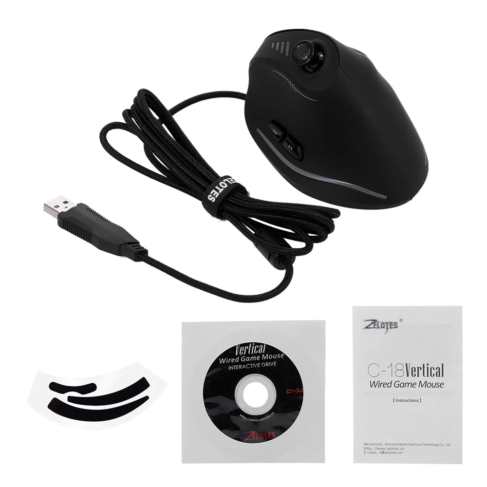 CowLost | zelotes-c-18-wired-gaming-mouse-11-programmable-buttons-10000dpi-laser-engine-rgb-light-belt-128kb-vertical-mouse-for-laptop-pc |5