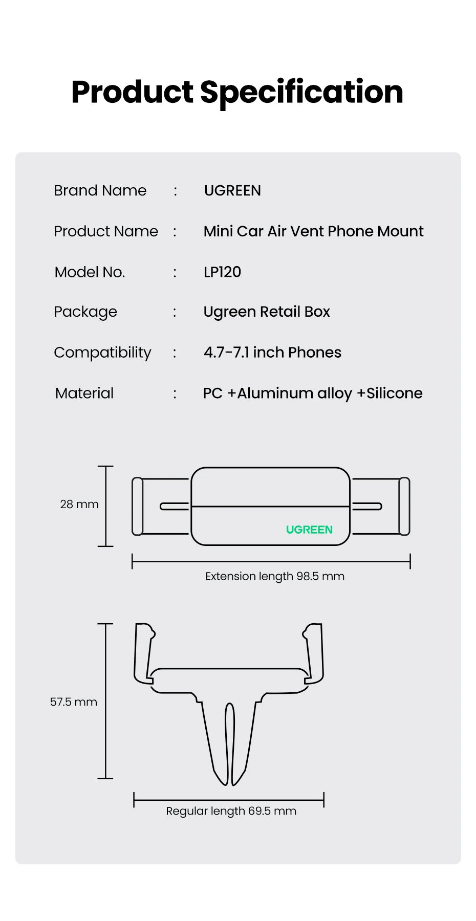 CowLost | ugreen-car-phone-holder-stand-for-mobile-phone-air-vent |16