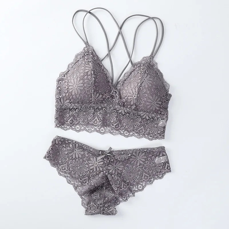CowLost | product_id-women-lace-wireless-push-up-bra-and-low-rise-panties-set |8