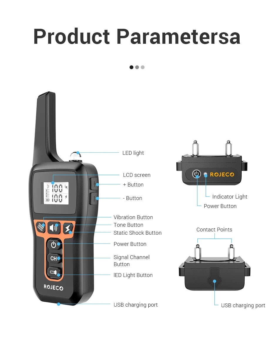 CowLost | dog-diapers-rojeco-1000m-waterproof-electric-dog-training-collar-with-remote-control |21