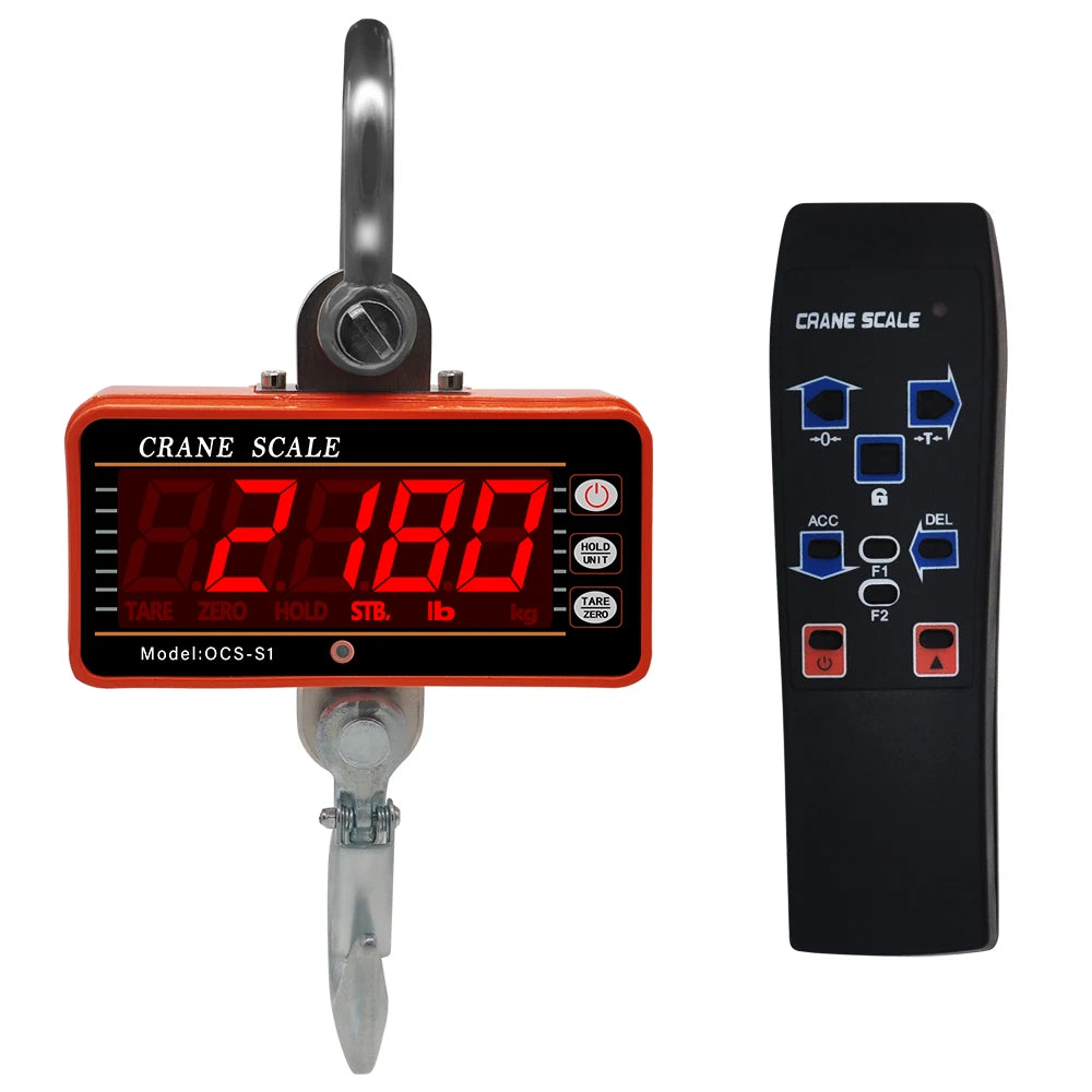 Digital Crane Scale 1000KG 1 Ton 2000lb LCD Heavy Duty Hanging Hook Balance