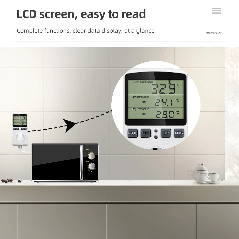 Digital Timer Socket 220V Thermostat Temperature Controller with Sensor for Cooling and Heating