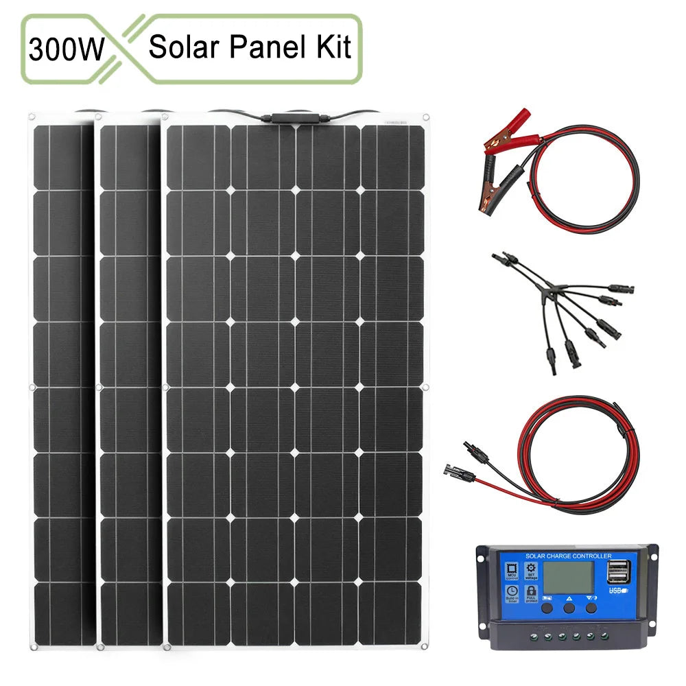 CowLost | 12v-flexible-solar-panel-kit-100w-200w-300w |11