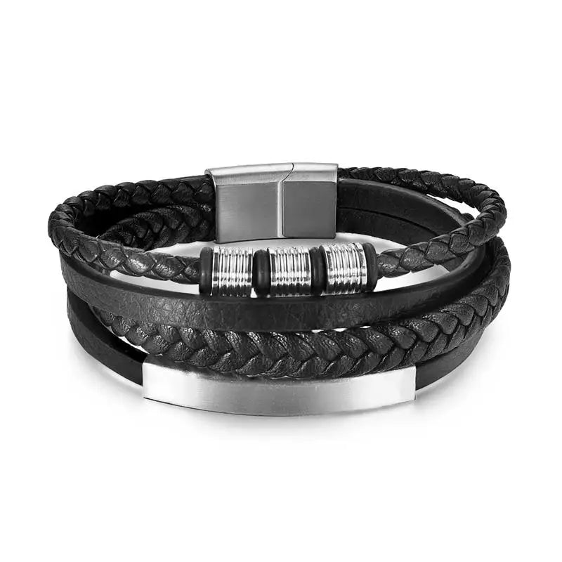 CowLost | badge-pass-holders-mens-natural-stone-beads-multilayer-leather-bracelet-with-magnetic-clasp |33