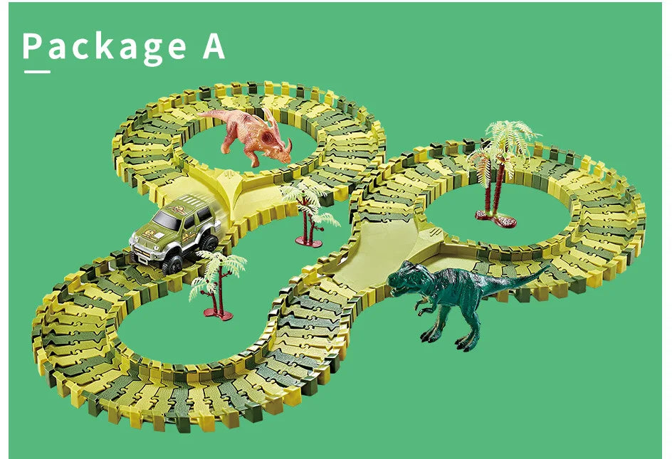 CowLost | fencing-barriers-dinosaur-plastic-racing-track-set-with-electronic-car-toy |12