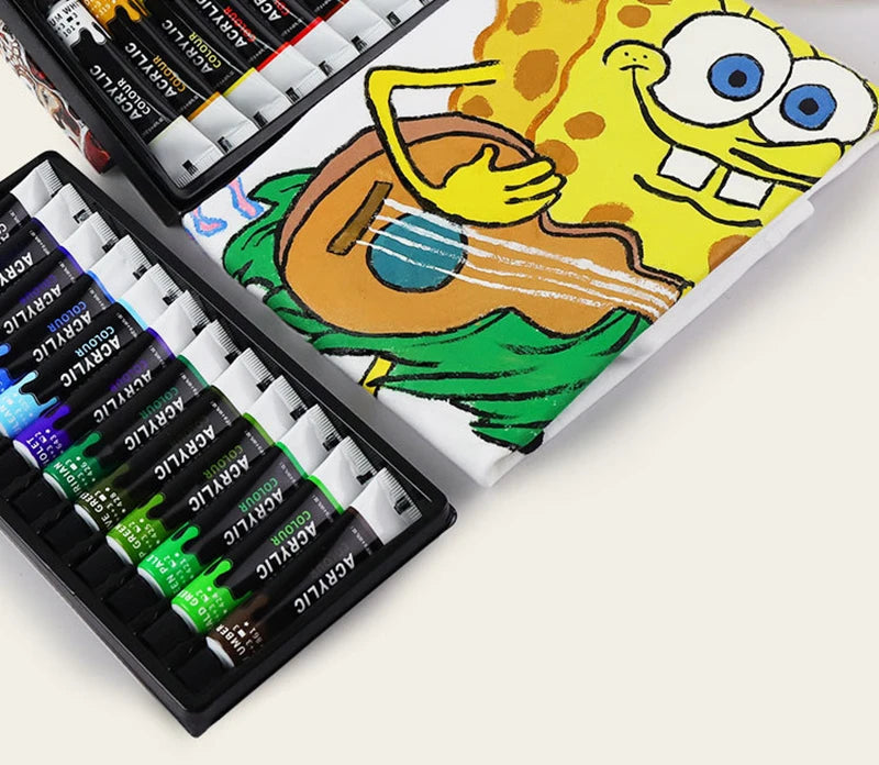 CowLost | drawing-painting-paper-product_id-acrylic-paint-set-12-24-colors-12ml-tubes-with-professional-brush-for-canvas-glass-paper-diy-wall-painting |9