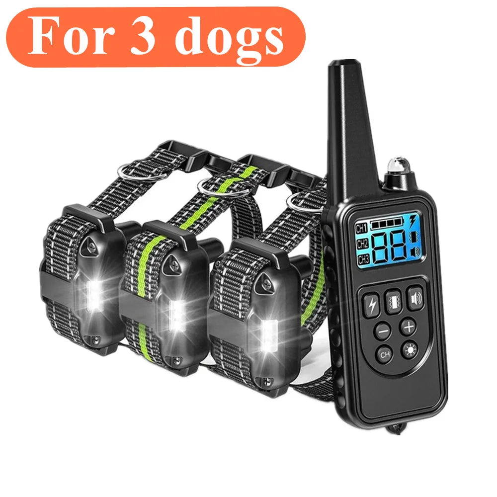 800m Waterproof Rechargeable Electronic Dog Training Collar with Nylon Rope Stop Barking