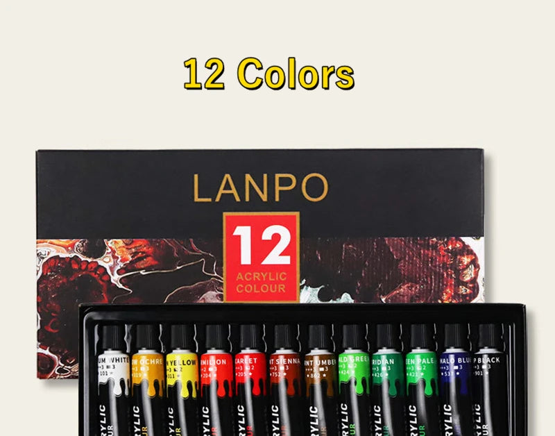 CowLost | drawing-painting-paper-product_id-acrylic-paint-set-12-24-colors-12ml-tubes-with-professional-brush-for-canvas-glass-paper-diy-wall-painting |15