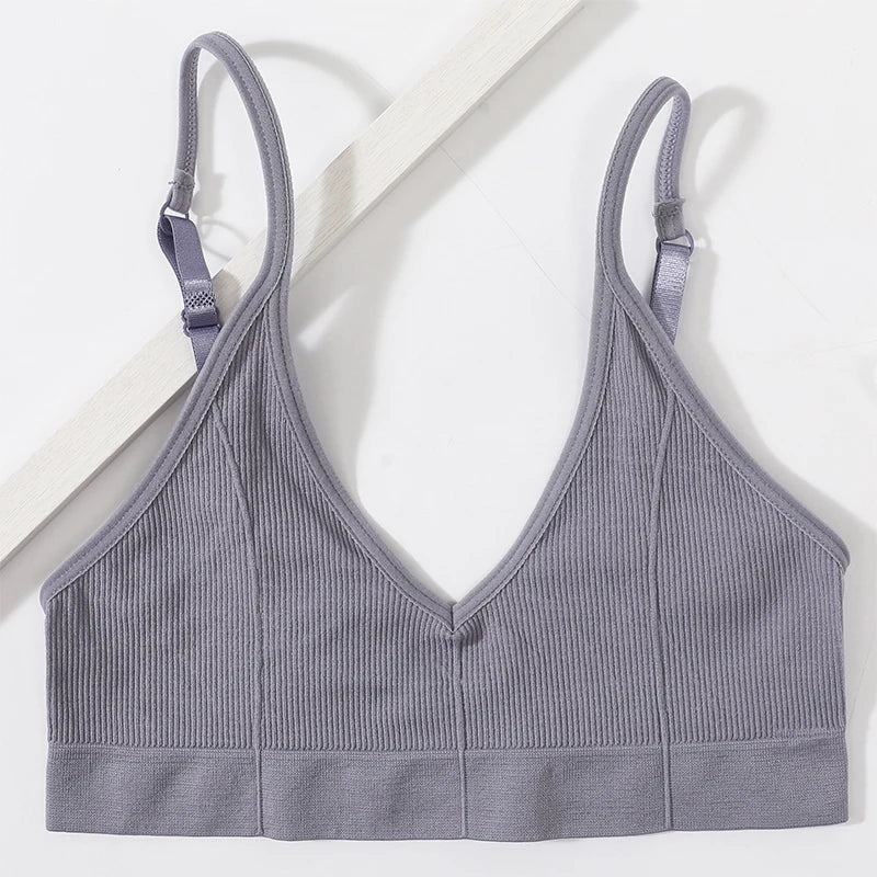 CowLost | product_id-seamless-ribbed-v-neck-wireless-tube-top-bralette-with-adjustable-straps-m-l |11