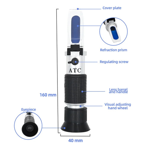 0-80% Brix Honey Refractometer Handheld Sugar Concentration Tester for Fruit Juice