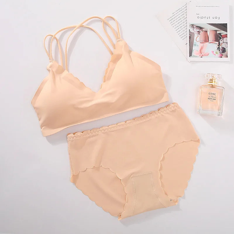CowLost | women-seamless-bra-and-panties-set-wire-free-bra-top-push-up-bralette-briefs-japanese-underwear-set-female-sexy-lingerie |2
