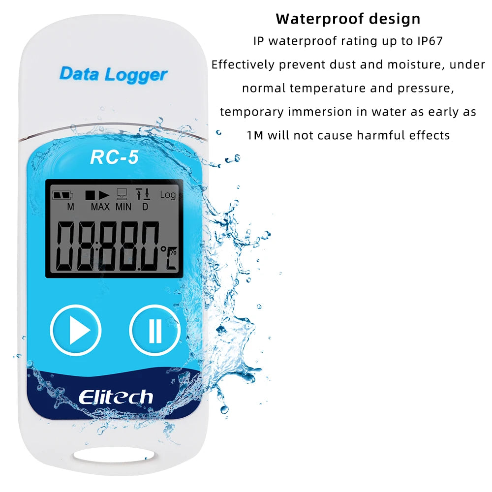 10-Pack RC-5 USB Temperature Data Logger 32000-Point High-Precision Recorder