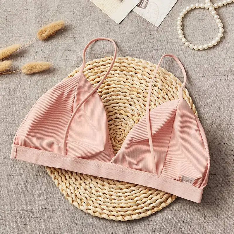 CowLost | 2pcs-set-women-bralette-triangle-cup-bra-top-female-seamless-underwear-sexy-lingerie-v-neck-padded-bras-comfort-intimates |4