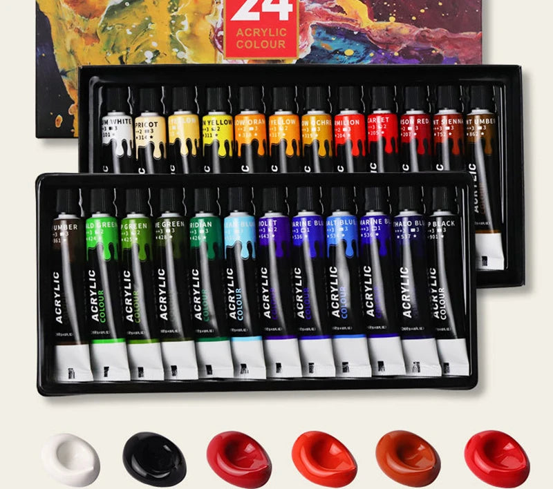 CowLost | drawing-painting-paper-product_id-acrylic-paint-set-12-24-colors-12ml-tubes-with-professional-brush-for-canvas-glass-paper-diy-wall-painting |17