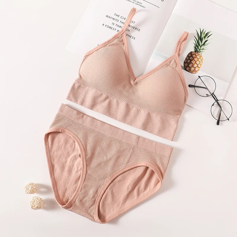 CowLost | product_id-women-seamless-push-up-bra-and-panties-set-low-back-bralette-crop-top-underwear |16