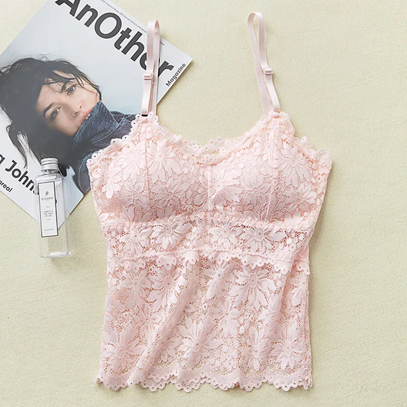 CowLost | product_id-womens-floral-lace-non-wire-bralette-with-adjustable-straps-and-removable-pads |10