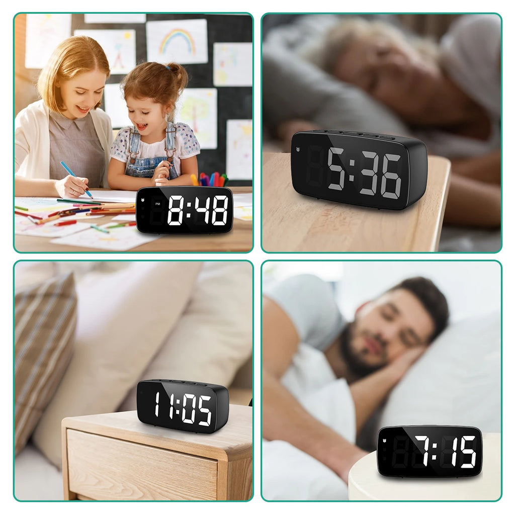 ORIA Digital LED Alarm Clock Voice Control Snooze Temperature Display Night Mode