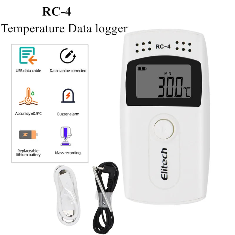 USB Temperature Data Logger Recorder 16000 Points with Built-in NTC Sensor for Warehouse and Refrigerated Transport