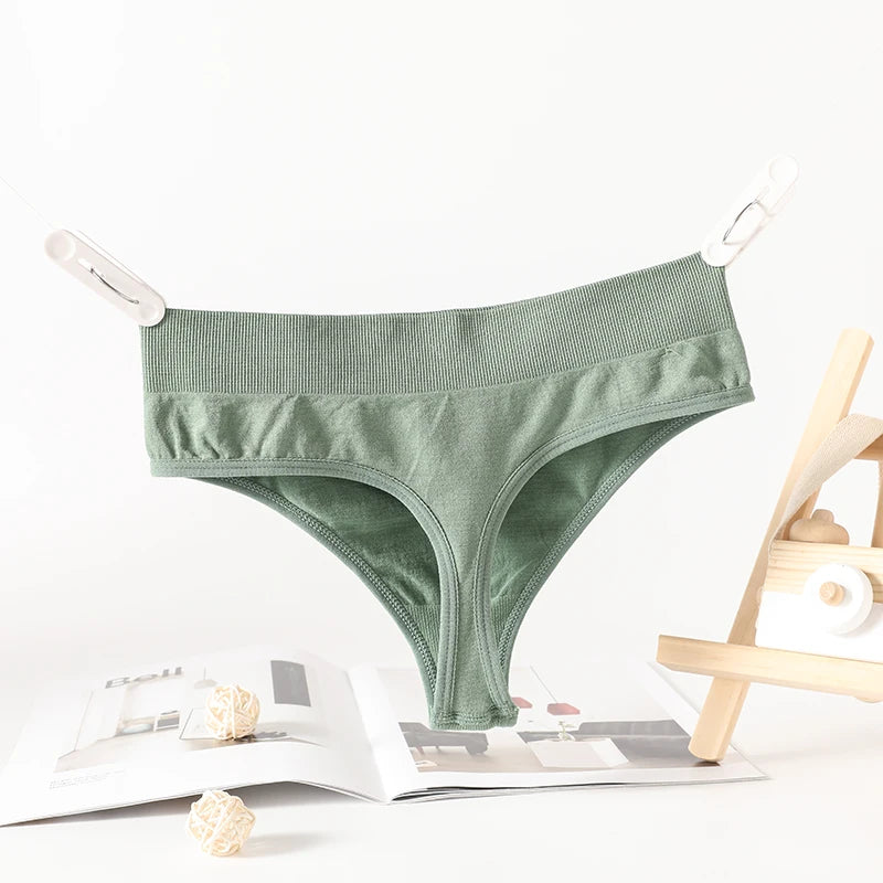 CowLost | 2pcs-set-seamless-panties-sexy-women-underwear-g-string-thong-high-waist-solid-color-lingerie-sexy-female-underpants-intimates |17