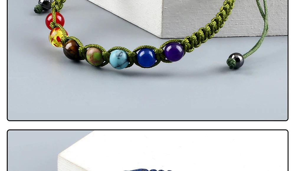 CowLost | badge-pass-holders-handmade-adjustable-7-chakra-natural-stone-beads-bracelet-6mm |19
