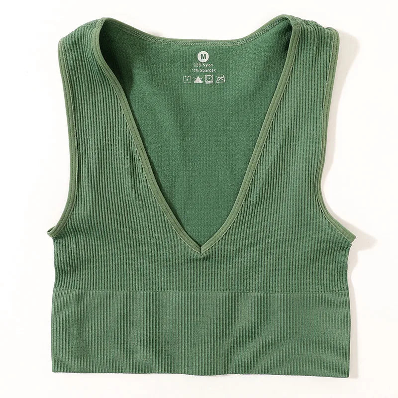 CowLost | product_id-women-seamless-v-neck-solid-crop-top-sports-bra-tank-m-xl |8