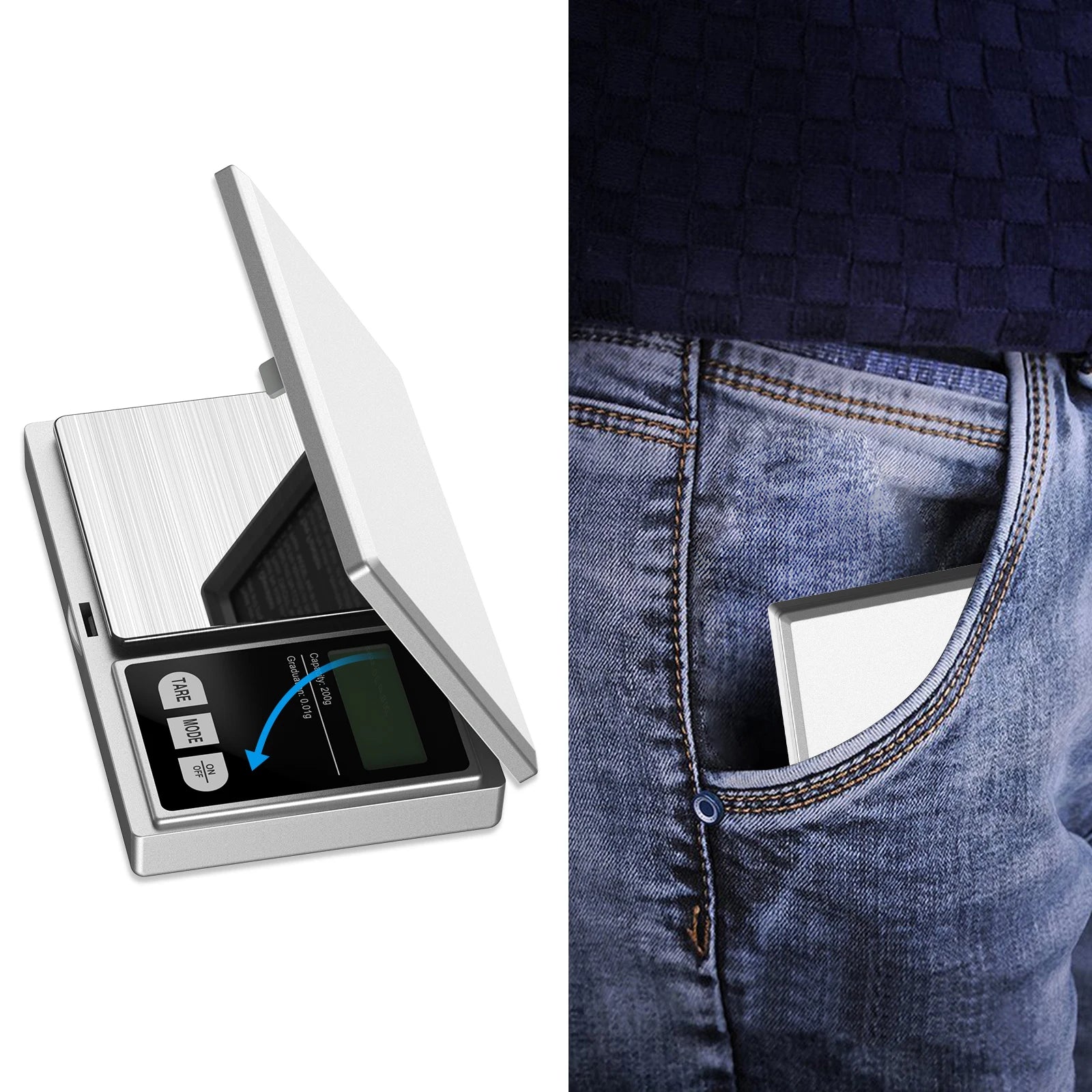 Portable Mini Digital LCD Pocket Scale 200g/0.01g & 500g/0.01g for Kitchen Jewelry Postal Use