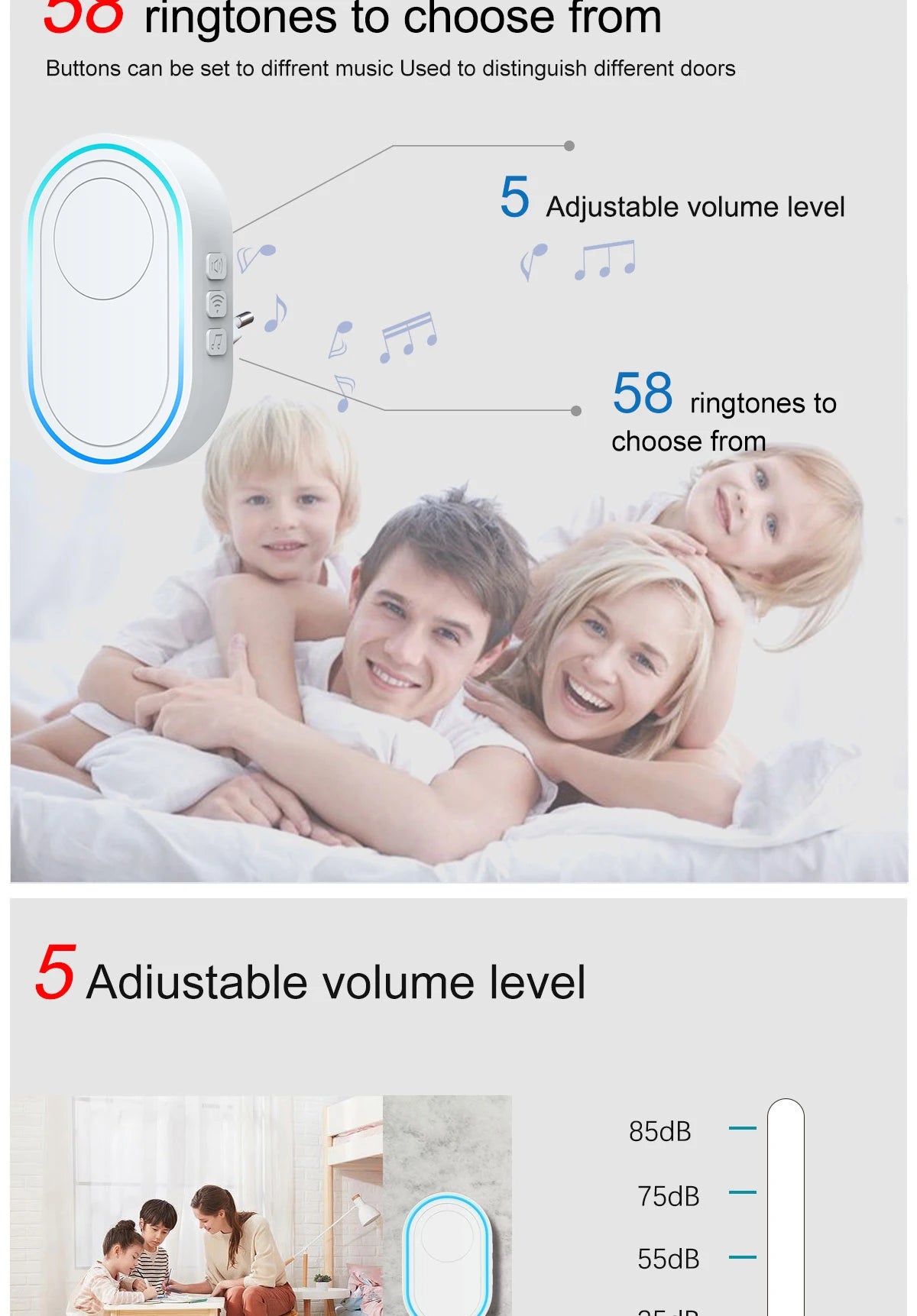 CowLost | waterproof-wireless-doorbell-home-welcome-smart-home-door-bell-300m-remote-smart-bell |8