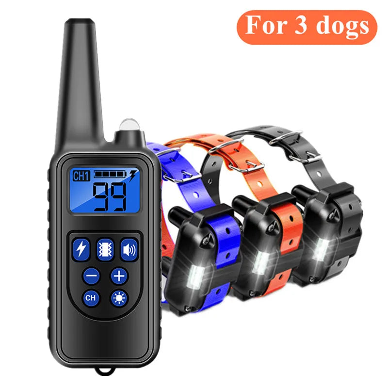 800m Rechargeable Dog Training Collar with LCD Display, Waterproof IP7, Vibration & Sound Modes for All Sizes