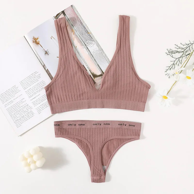 CowLost | product_id-seamless-wirefree-push-up-bra-low-waist-thong-set-with-ribbed-sport-bralette-for-women |21