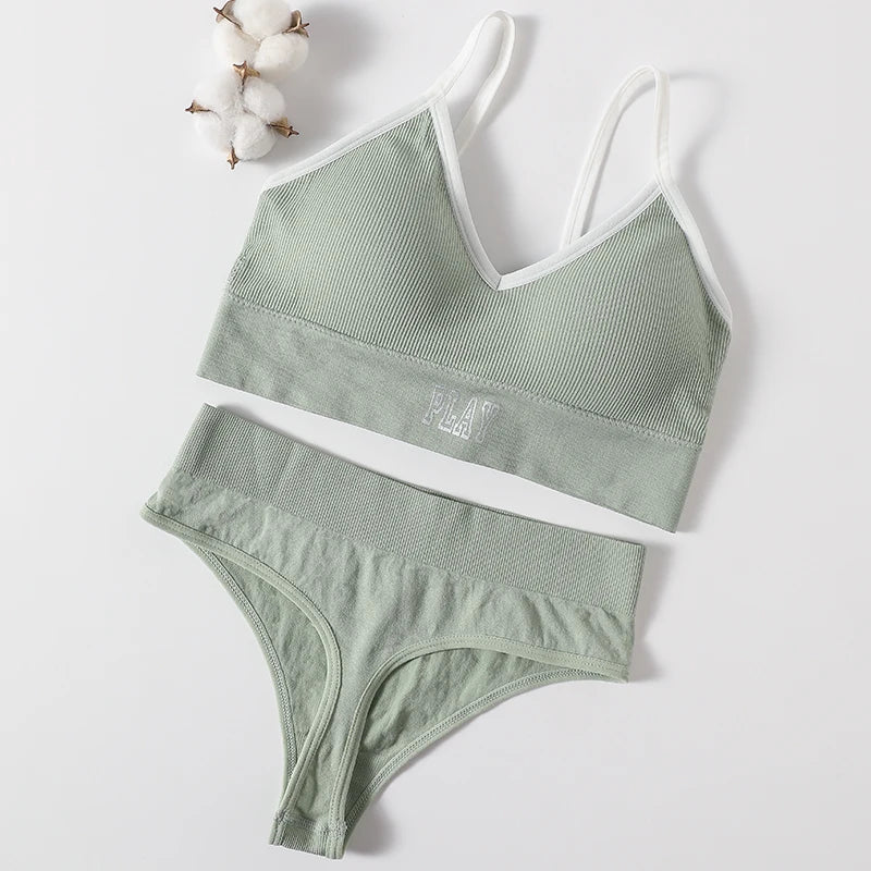 CowLost | product_id-women-seamless-wireless-sports-bra-high-rise-thong-set-comfortable-lingerie |4
