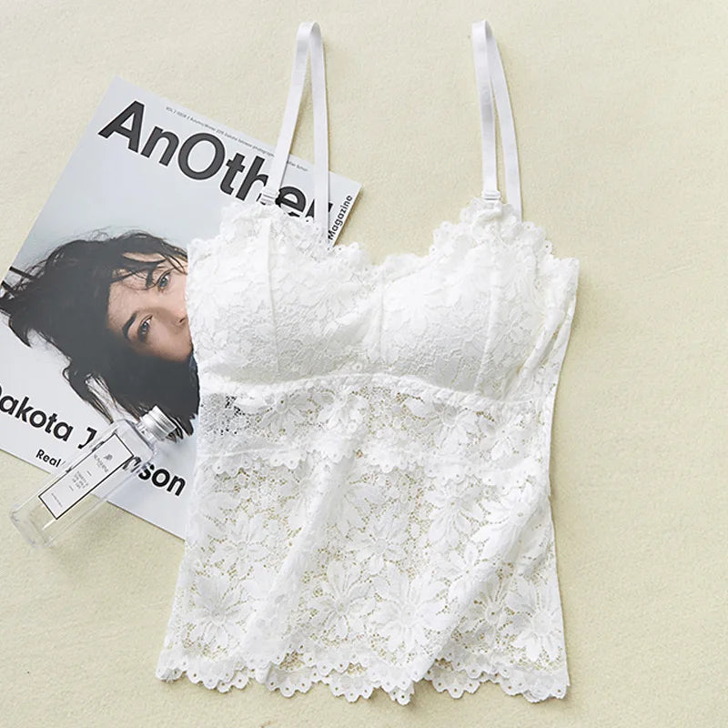 CowLost | product_id-womens-floral-lace-non-wire-bralette-with-adjustable-straps-and-removable-pads |9