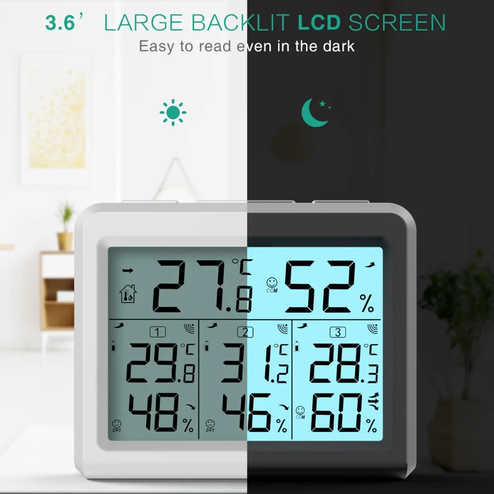 ORIA Digital Wireless Hygrometer Thermometer LCD Indoor Outdoor Temperature Humidity Monitor with Remote Sensor